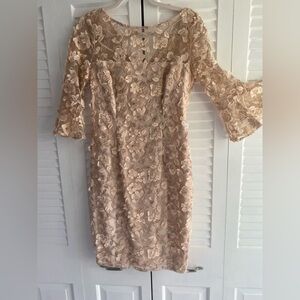 Elegant Adrianna papell Floral Dress in blush